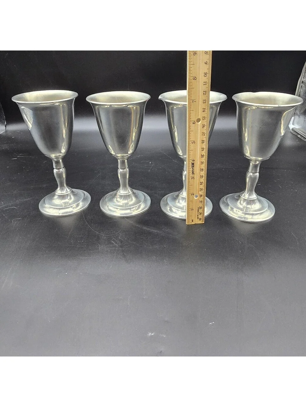 Vintage 2002 ASL Pewter Goblets Set of 4 Lead Free Signed MO